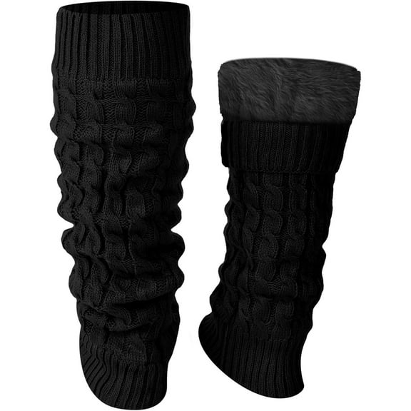 Leg Warmers for Women Warm Fleece Lined Boot Socks  Skating Daily Wear（One Size）