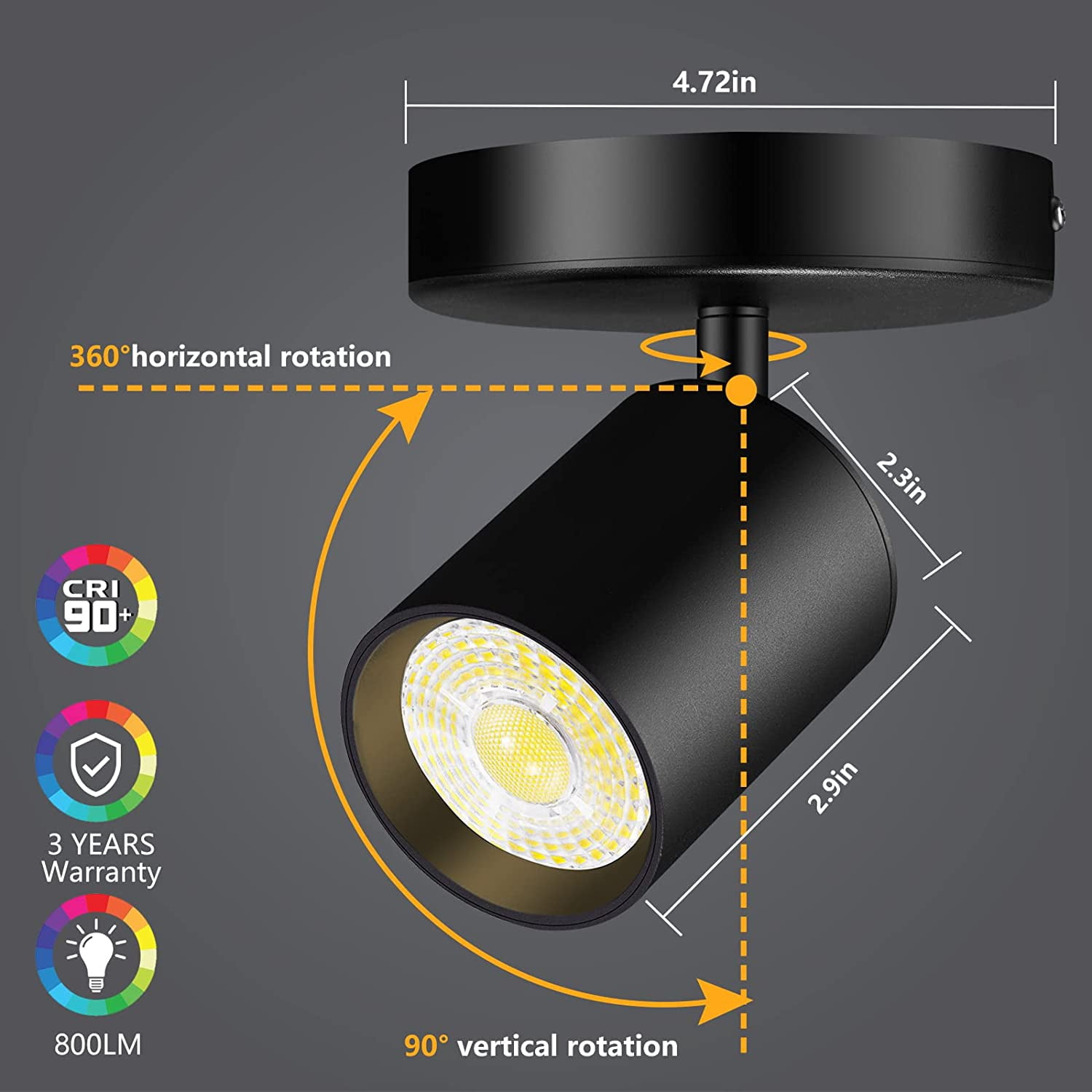 VANoopee Spotlight, Dimmable, Adjustable Indoor Ceiling Flush Mount Light