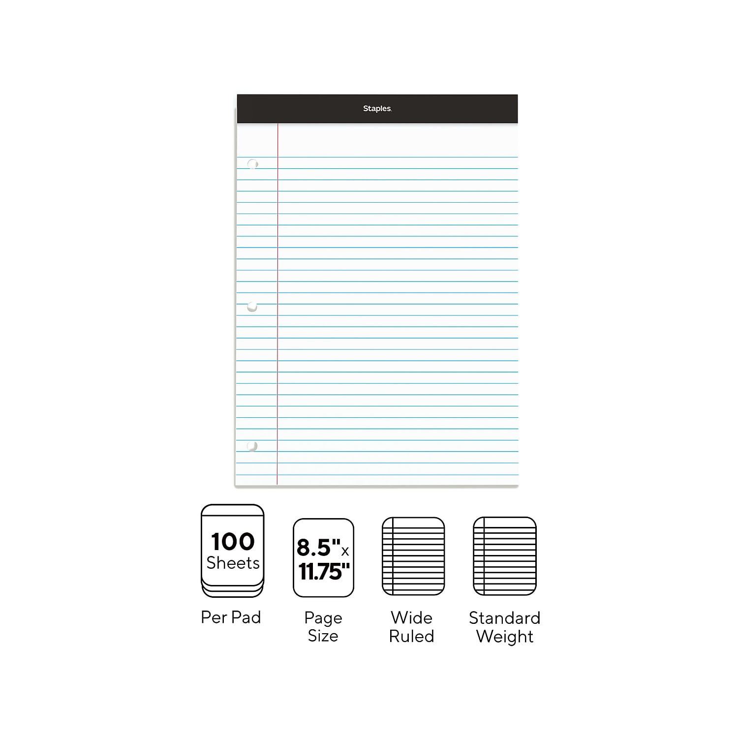 MyOfficeInnovations Double Pad Notepads 8.5x11.75 White 100 Sh/Pd 6 Pd/Pk 478900
