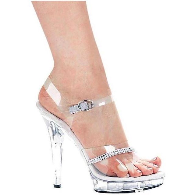 Ellie Shoes E-M-Jewel 5" Heel Clear Rhinestone Sandal 11 / Clear