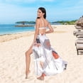 thumbnail image 6 of FORMRS Womens Long Sarong Beach Wrap Semi-Sheer Bikini Skirt Bathing Swimsuit Cover Up, Snow Cartoon Houses, 6 of 7