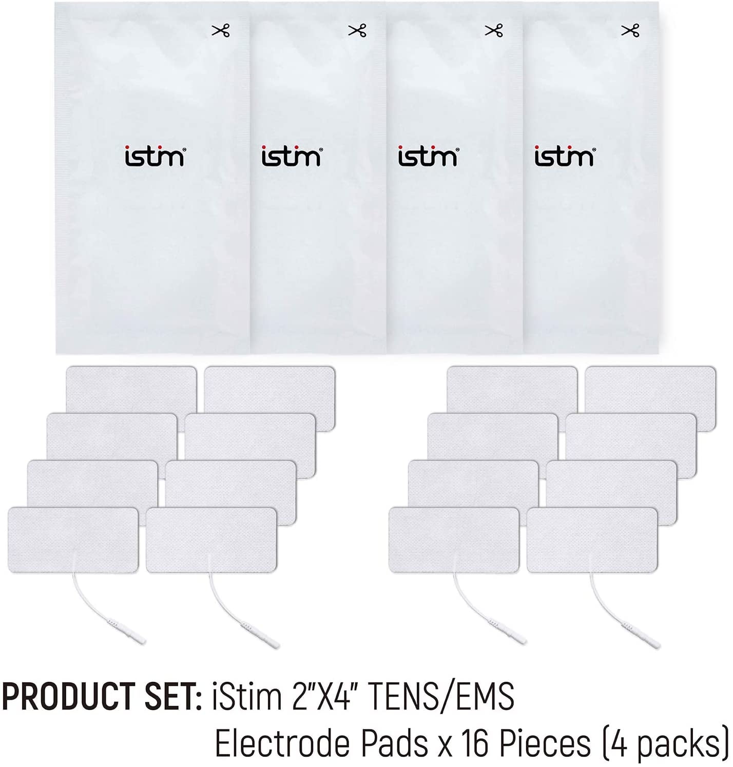 iStim Super Soft 2'x2' TENS Unit Electrodes for TENS Massage EMS - 100% Japanese Gel (2'x4' - 16 Pieces)