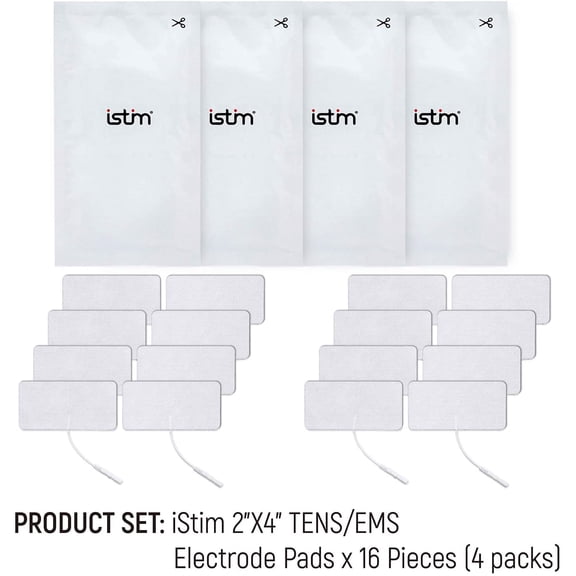 iStim Super Soft 2"x2" TENS Unit Electrodes for TENS Massage EMS - 100% Japanese Gel (2"x4" - 16 Pieces)