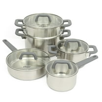 Oster Beauford 9 Piece Stainless Steel Non-Toxic Pots and Pans Cookware Set W/ Tri-Ply Encapsulated Bottom & Soft Touch Handles