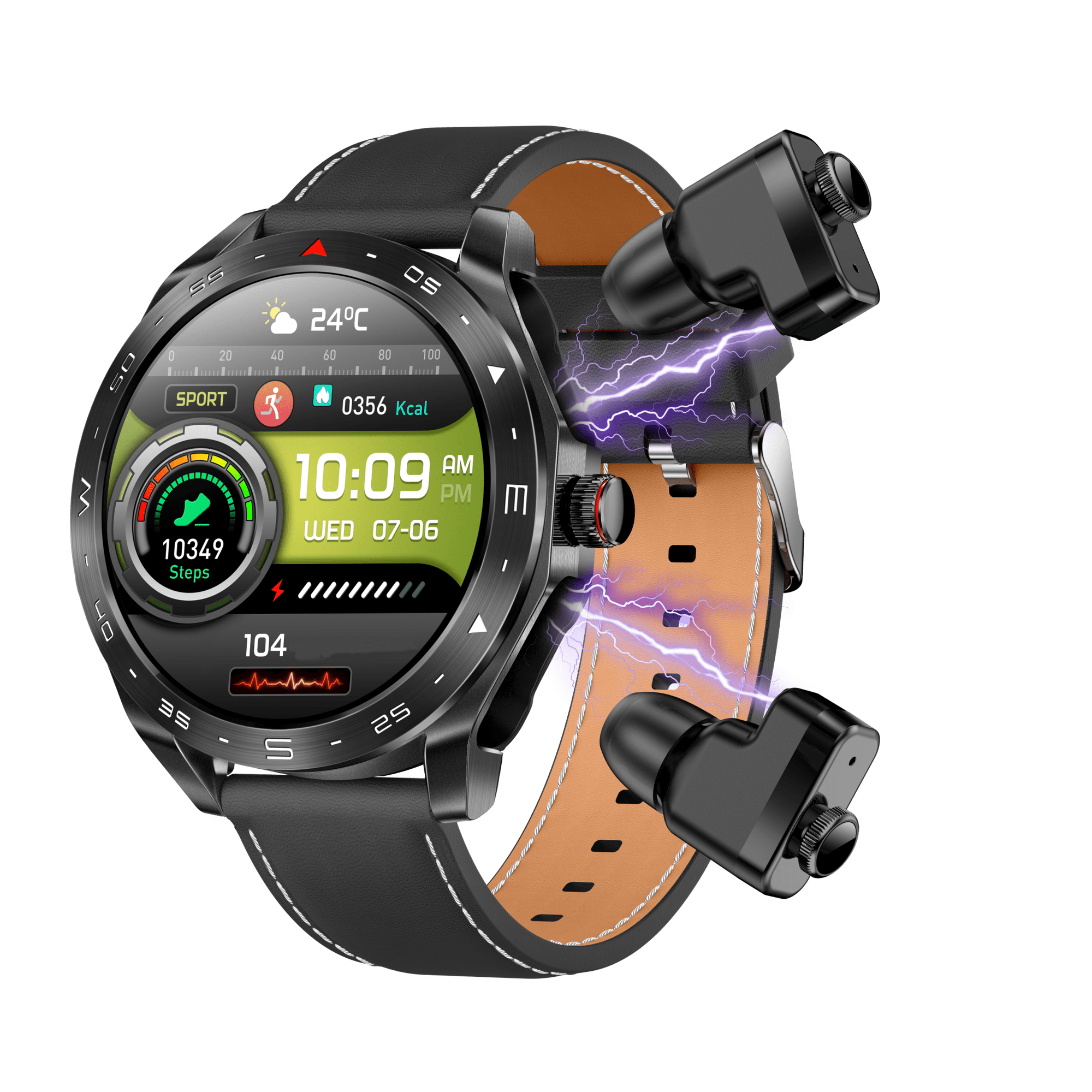 VAYKAL Smartwatch TWS Earbuds 2 in 1 Fitness Tracker for Android and iOS Multiple Sports Modes Pedometer Timer Stopwatch Make and Answer Calls Message Notifications IP67 Waterproof