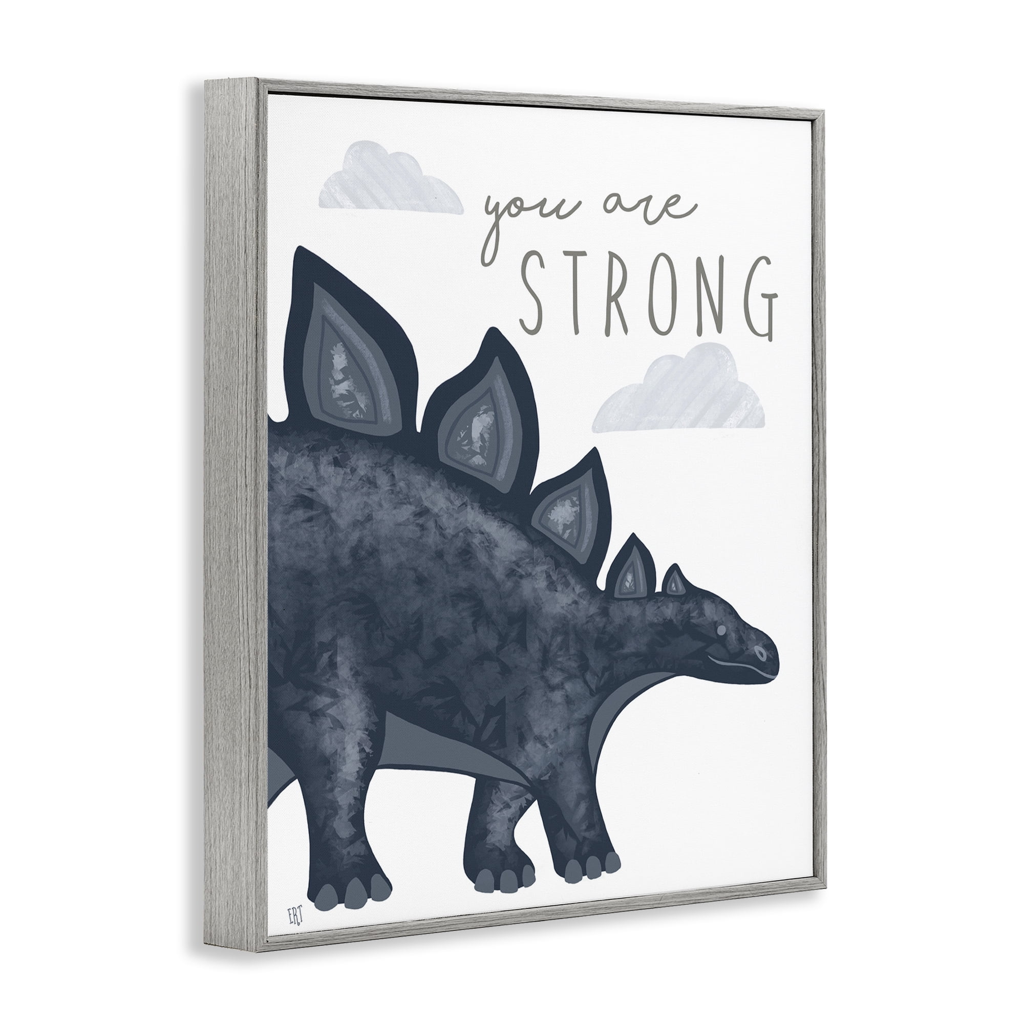 Stupell Industries You Are Strong Dinosaur Gray Framed Giclee Art, design by Elizabeth Tyndall