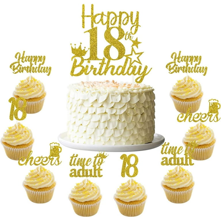 18th Birthday Cake Topper Gold 25 Pack Happy 18th Birthday Cake