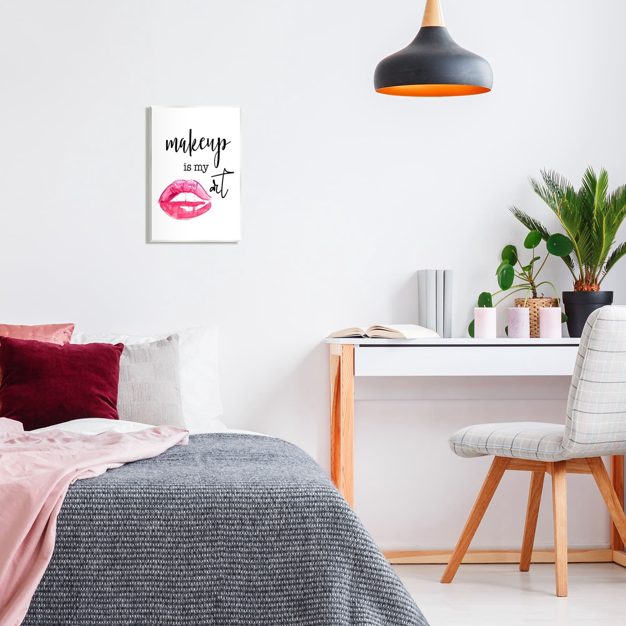 Stupell Industries Makeup Is My Art Glam Lips Typography Style Graphic Art Unframed Art Print Wall Art, Design by Daniela Santiago