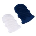 thumbnail image 4 of 2 Pcs Gants de Bain Massage Silicone (Semi-transparent Blanc + Bleu Foncé), 4 of 8