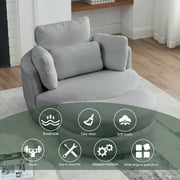 ARCTICSCORPION Modern Fabric Solid Print Swivel Accent Chair with 4 Pillows, Grey Teddy