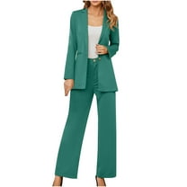 biudgviw Business Casual Outfits for Women Formal Long Sleeve Buttons down Blazer Elegant Wide Leg Work Pants Suit Sets