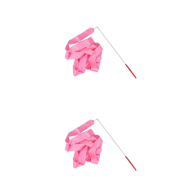 Greeniant Varitas de cinta para niñas, barra giratoria de arcoíris, palo portátil para fiestas, rellenos de golosinas, serpentinas de baile de Rosa 2Conjunto