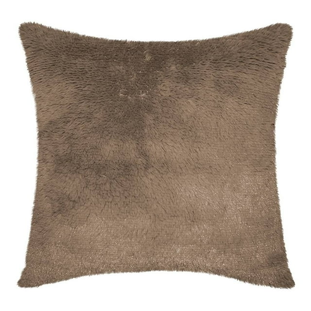 Cojín Decorativo Cuadrado Mainstays Peludo Beige Obscuro, 45 x 45
