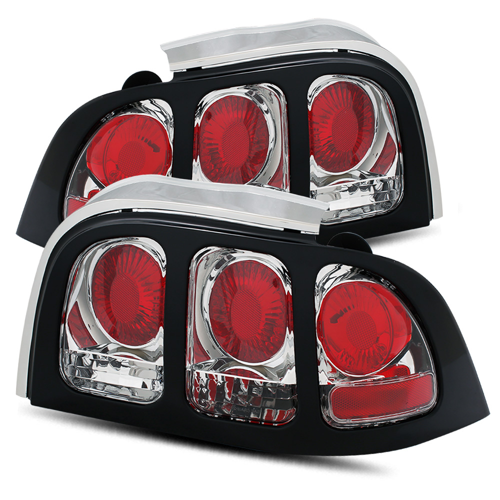 Modifystreet For 9495 Ford Mustang Chrome Tail Lights with Black Bezel