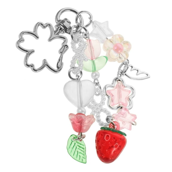 OUNONA Strawberry Keychain Acrylic Bag Pendant for Decoration Assorted Color Portable Lovely Design