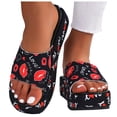 thumbnail image 2 of Bmisegm Ladies Summer Casual Colourful Printed Thick Bottom Outer Wear Beach Large Size Sandal Slippers Womens Sandals Summer Red 7, 2 of 4