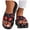 Red, variant on Womens Platform Sandals Soft Memory Foam Padded Slip on Slides Butterfly Print Open Toe Mules