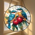 thumbnail image 4 of Birds and Pomegranates Stained Glass Panel – Nature Window Gift for Bird Lovers, 4 of 4