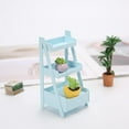 thumbnail image 2 of figatia 1/12 Scale Dolls House Mini Retro Wood Plant Stand Display Rack Unit Furnishings Blue, 2 of 9