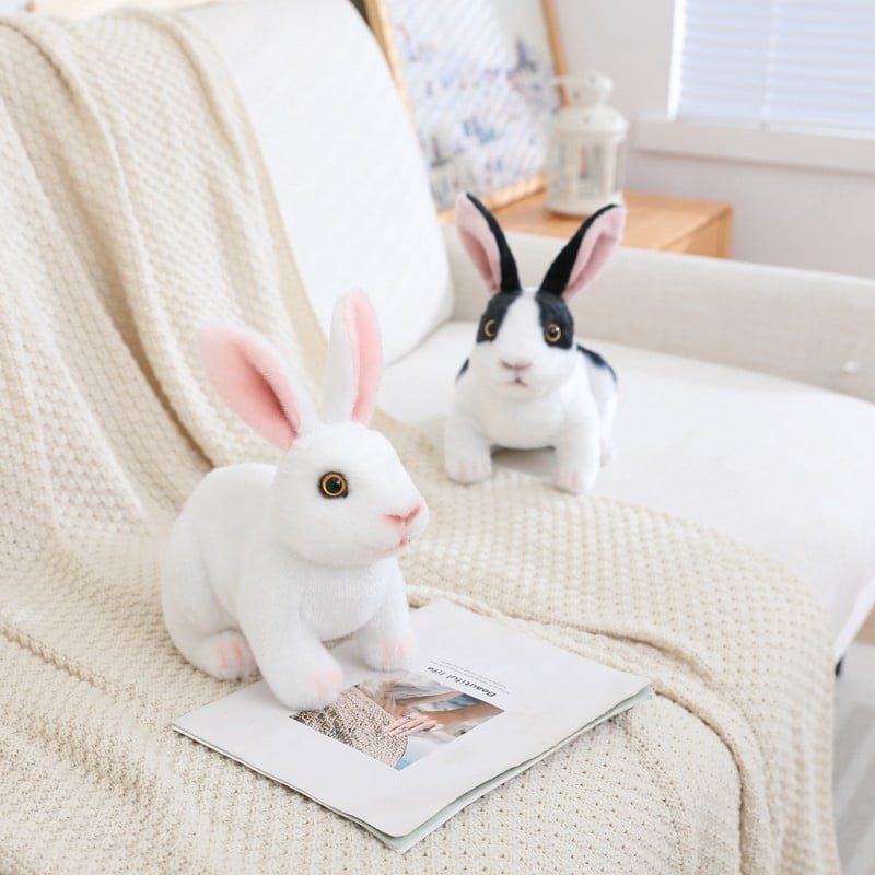 4 Pcs Bunny Stuffed Animal Plush for Easter Basket Stuffed Festival Party Favors Cute Soft Animal Plush Toys Stuffed Animals Rabbit Bulk  (White, Brown, Black, Gray)