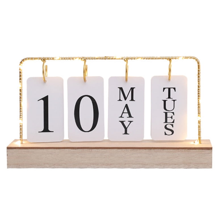 Standing Daily Calendar Vintage: Metal Wooden Light up Table Calendar Desk  Decor - Walmart.com