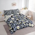 thumbnail image 2 of jejeloiu Sky Floral 7-Piece Twin Bedding For Girls,Soft Print Bedding Comforter Set,Black Blue Yellow,Light Gray Reversible, 2 of 7
