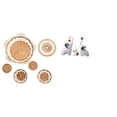 thumbnail image 1 of Arte de pared tejido de ratán y figuras de familia de elefantes, adornos decorativos para salón de té, pasillo, dormitorio, porche, cafetería, sala de, 1 of 8
