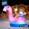 thumbnail image 2 of Papá Noel inflable de Navidad sobre una carroza con forma de flamenco con LED, 244 cm, 2 of 8