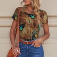 thumbnail image 6 of KLL Women 's Crew Neck Bodysuit Jumpsuits Vintage Butterfly Green Print Short onesies Stretch T Shirts, 6 of 7