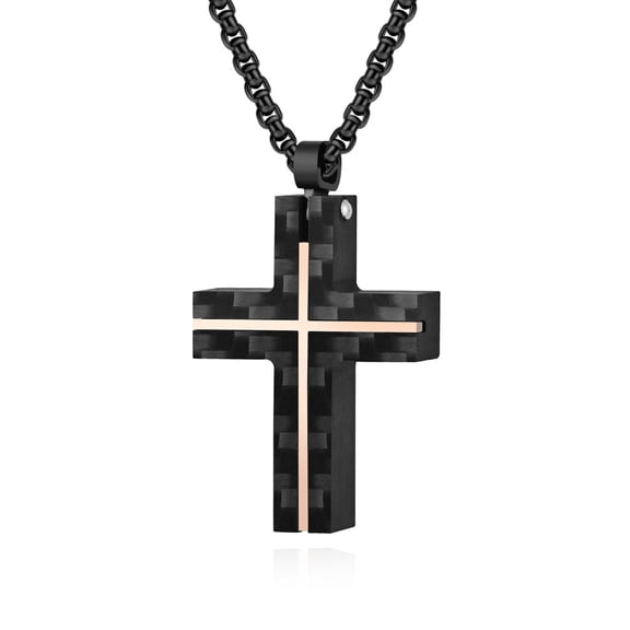 Metaljc Stainless Steel Cross Necklace for Men , Religion Fashion Jewelry Gifts, 24 In