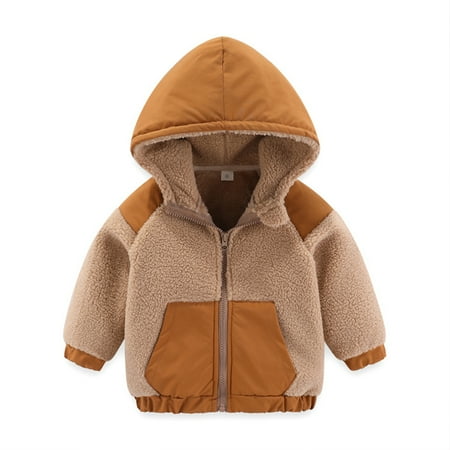 

WOLLED Toddler Hooded Cotton Jacket for Boys Girls New Fleece Jacket Kids Winter Tops Warm Cotton Coats for 9M--7Y