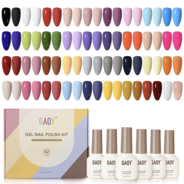 Kit de esmaltes de uñas en gel GAOY, 42 unidades, rosa, blanco y rojo para todas las estaciones