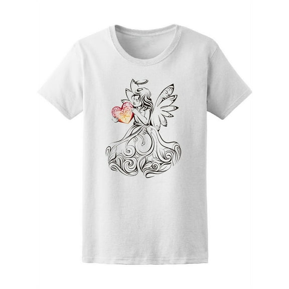Cute Angel With Colorful Heart Tee Women's -Image by Shutterstock