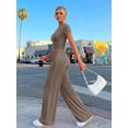 thumbnail image 5 of MLDRA Women’s 2-Piece Lounge Set Workout Set Crop Top & Wide Leg Pants Vacation Travel Outfit Sweatsuits Sets Khaki XL, 5 of 8