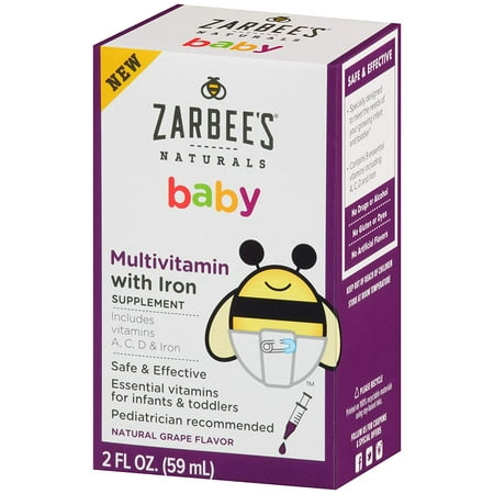 Zarbees Naturals Baby Multivitamin with Iron Natural Grape Flavor 2 Ounce
