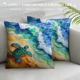 thumbnail image 3 of Orinice Turtle Wave Beach Graphic Decorative Pillow Cover for Home Couch Living Room Bed 24x24in, 3 of 5