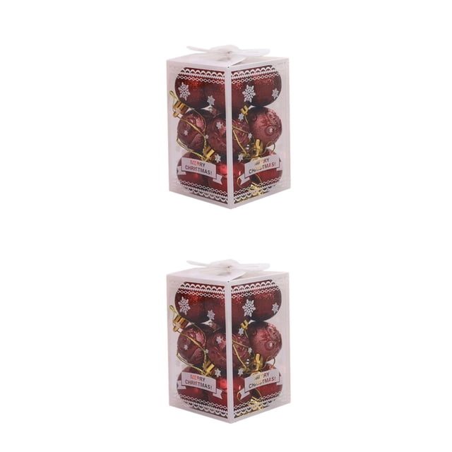 kurtrusly 12pcs/set Elegant And Delicate Christmas Tree Balls Durable Construction wine red 2Set