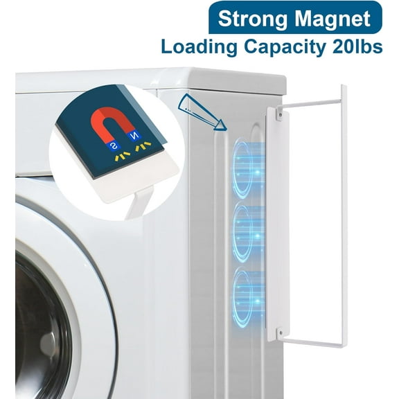 1 Pack White Strong Magnetic Hanger Organizer Stacker, DILIBRA Hanger Storage Rack for Dryer/Washing Machine, Easy Install Magnetic Clothes Hanger Storage for Adult or Child Clothes Hangers