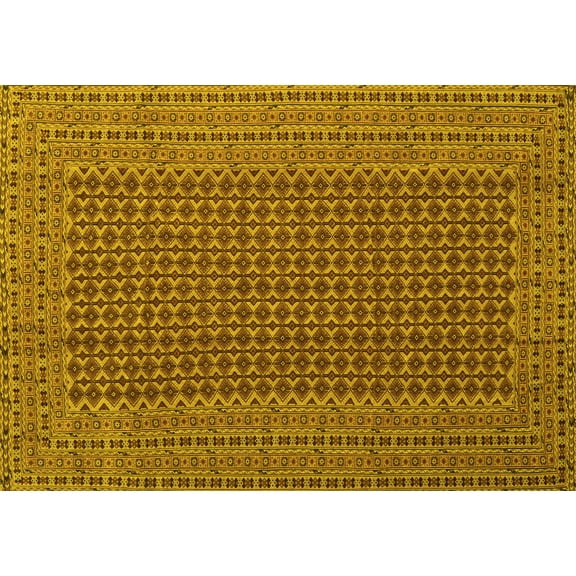 Ahgly Company Machine Washable Indoor Rectangle Southwestern Yellow Country Area Rugs, 5' x 7'