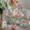 thumbnail image 6 of Pajama Sets for Women 2 Pcs, Rose Flowers Temg Button Down Long Sleeve Sleepwear Lounge PJ Sets, 6 of 6