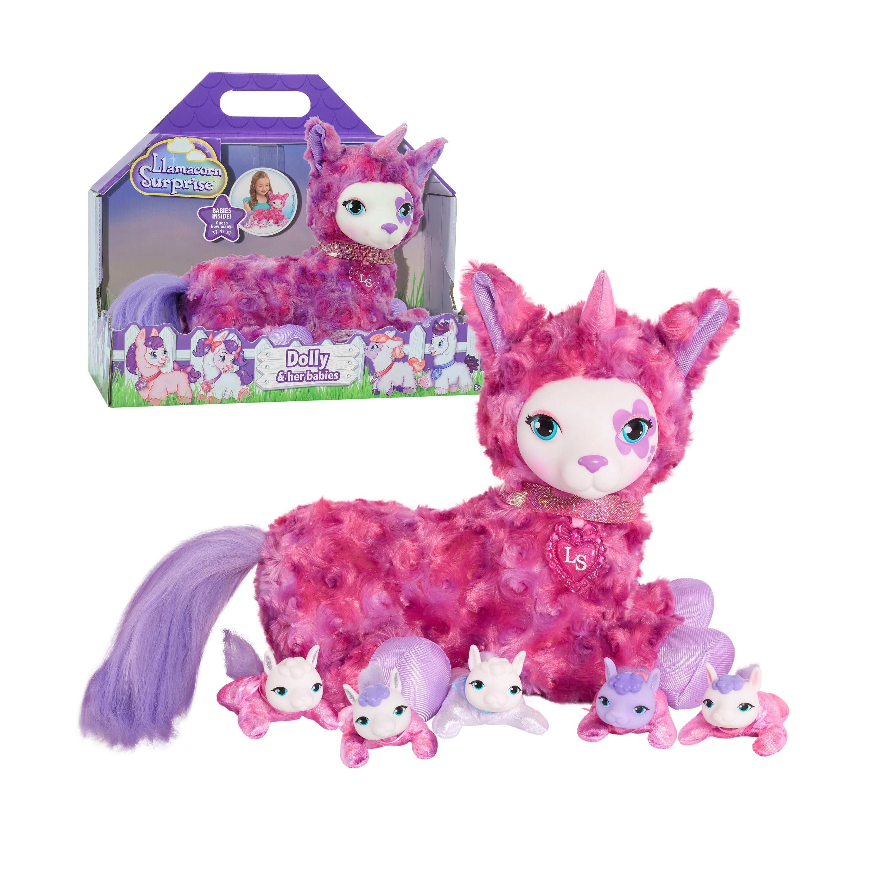 Llamacorn Surprise Skyla, Pink, Stuffed Animal Unicorn and Babies, Toys for Kids, by Just Play, Size: 14.0; 6.5; 12.0