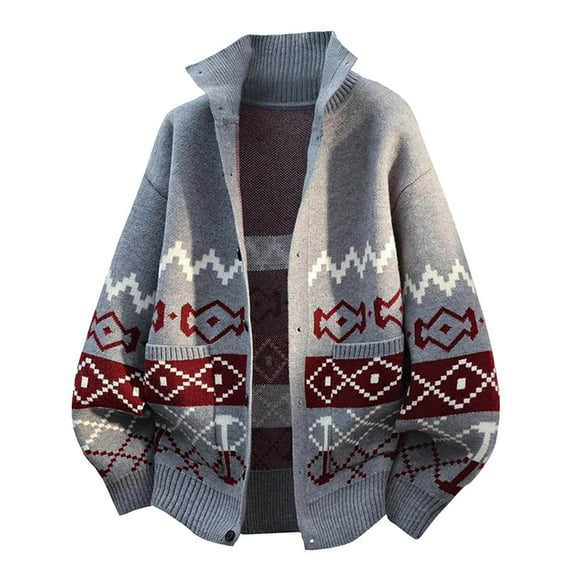 Ugly Christmas Sweater Cozy Sweaters for men Fashion Shawl Collar Knitted Sweater Coat for Autumn and Winter Warm Thick Long Sleeve Outerwear Casual Comfortable Pullover