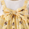 thumbnail image 5 of mgoYE Baby Girl Clothes 0 3 6 9 12 18 Months Newborn Baby Girl Clothes Fall Outfit Long Sleeve Ribbed Romper Floral Suspender Overalls Shorts Set with Headband 3PC 6-9 Months, 5 of 7