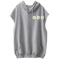 thumbnail image 5 of Tops for Women Clearance under $5 Sleeveless Printed Pocket Hat Rope Hooded Top Gray L, 5 of 5