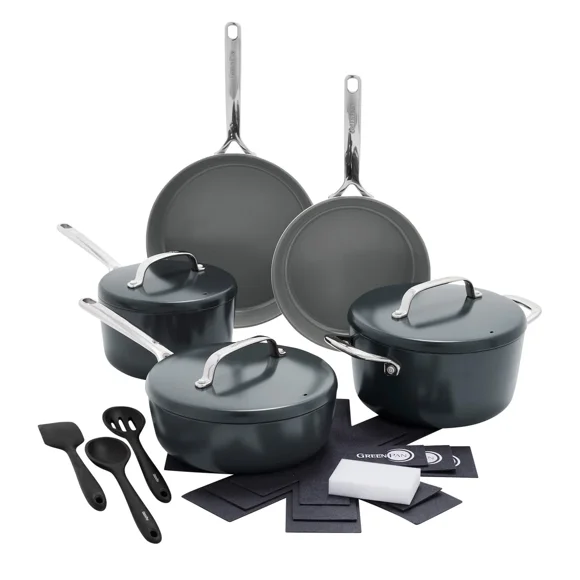 GreenPan GP5 Ceramic Non-Stick Cookware set, 15-piece (Grey)