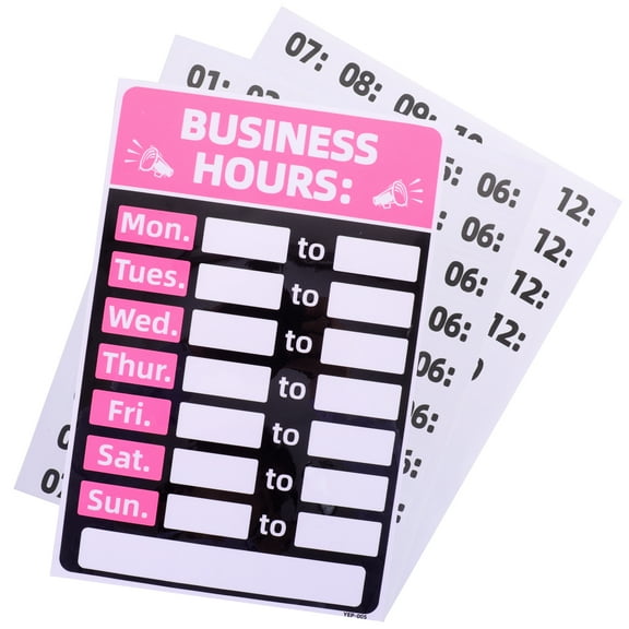 2 Pcs Business Hours Opening Times Sign for Outer Door