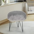 thumbnail image 7 of Homebeez  Faux Fur Ottoman Footrest Vanity Stool Gray, 7 of 7