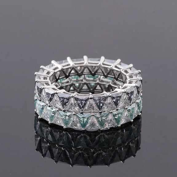 Eclet Jewels 1.4Ct Trillion Cut Lab Created Diamond Solitaire Ring for Women's - Silver 14K White Gold Over Rings Women's - Two Rings for Women's - Triangular Brilliant cut Diamond Rings for Women's