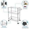 thumbnail image 6 of Mount-It! 3-Tier Rolling Utility Cart, High Strength Steel, Corrosion Resistant, Silver, 6 of 7
