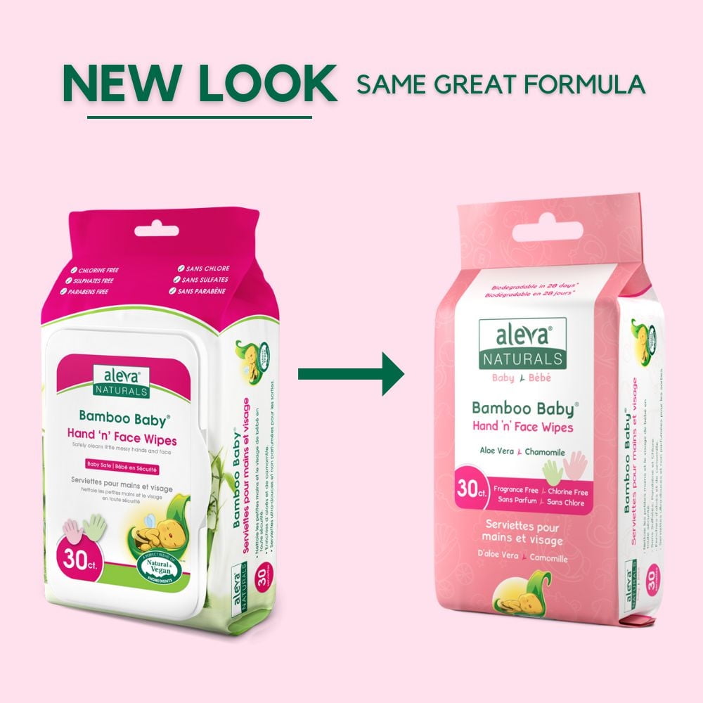 Aleva Naturals Bamboo Baby Hand 'n' Face Wipes Value Pack - 90ct (30ct x 3)